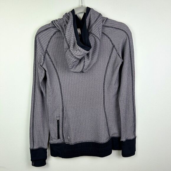 LULULEMON Think Fast Pullover Hoodie Black Gray Herringbone Long Sleeve Top sz 4 - Picture 7 of 12